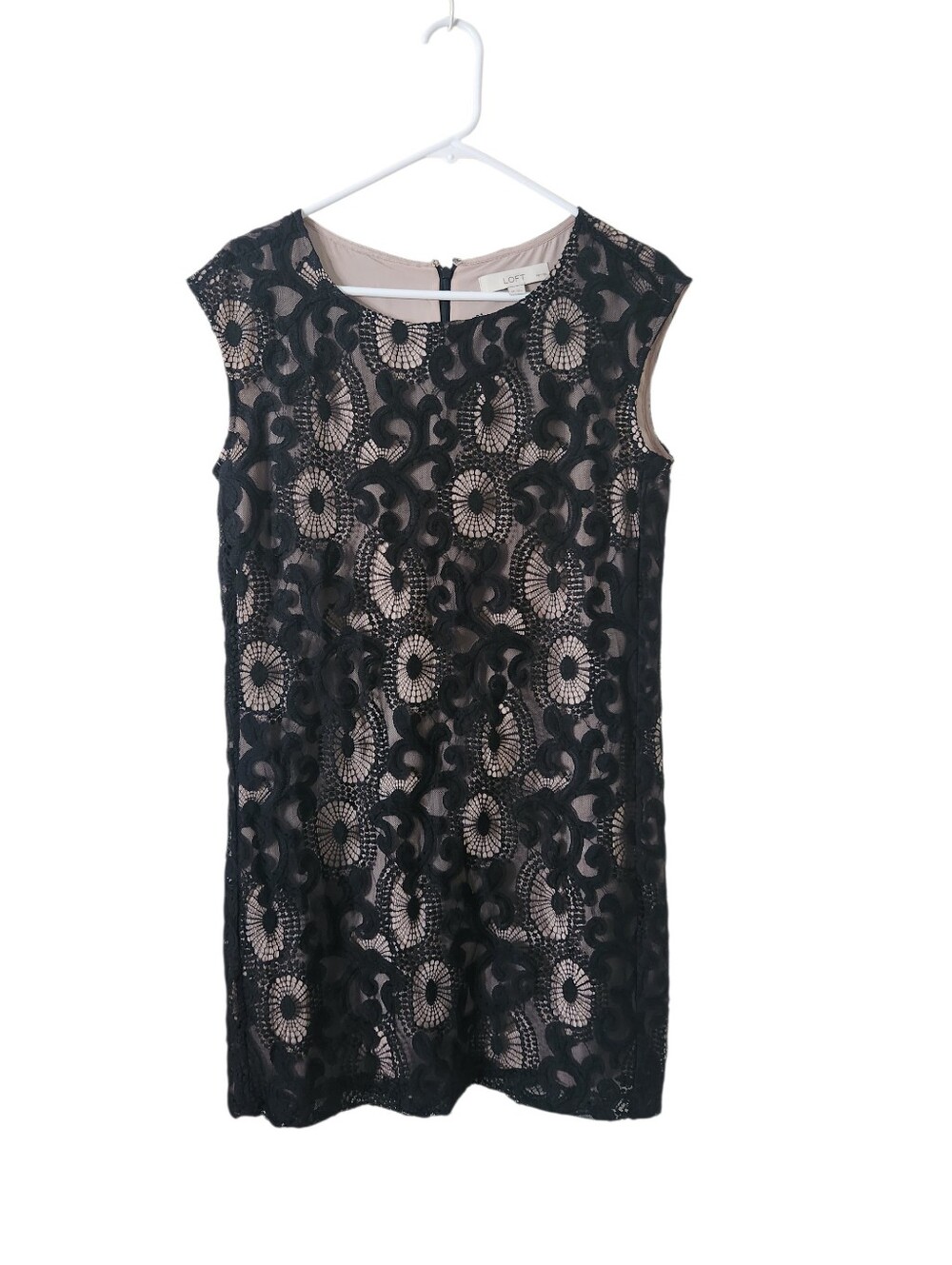Loft Black Lace Crochet Overlay Sheath Dress